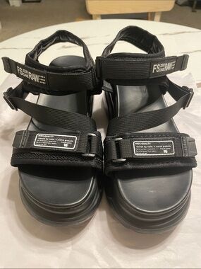 Black Strappy Platform Sport Sandals